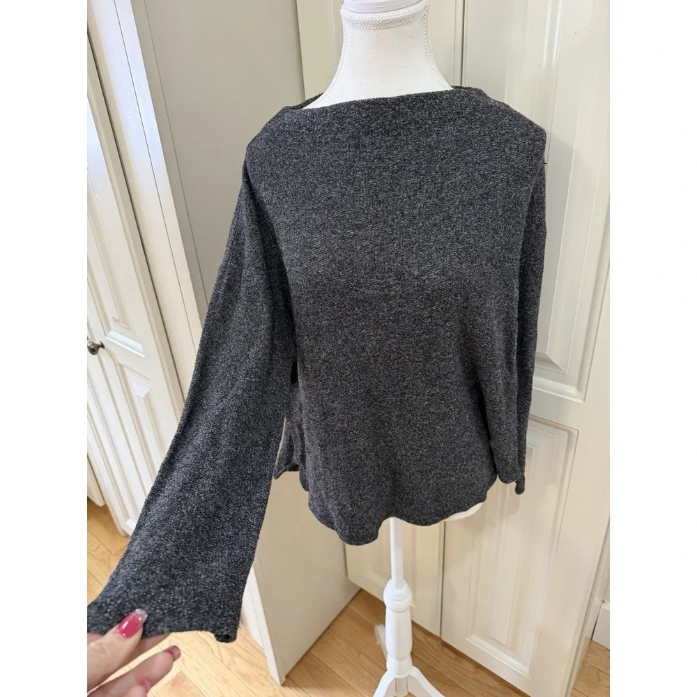 Womens Old Navy Large Charcoal Marled Knit‎ Sweater Soft Cozy Minimalist Top EUC